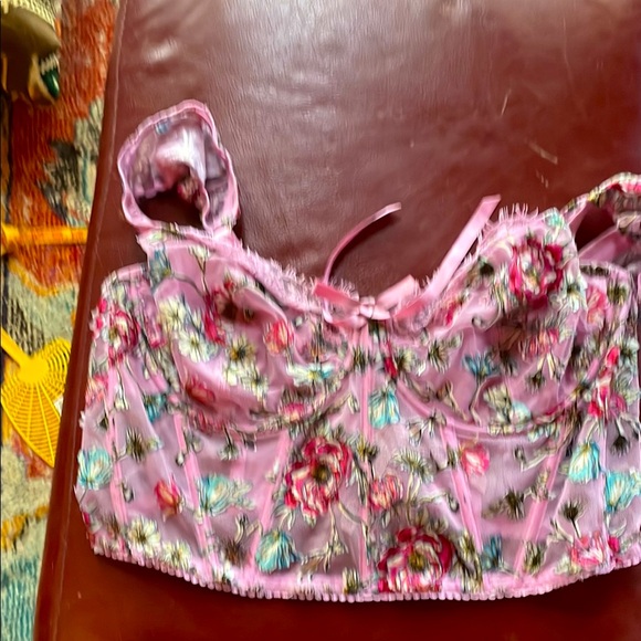Victoria's Secret Pink Flowered Lace Bustier, Size XL - Picture 1 of 6